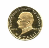 WWII Commemorative Proof Gold Medal 7g. 1958 Petain