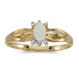 Certified 10k Yellow Gold Oval Opal And Diamond Ring 0.09 CTW