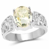 2.80 Carat Genuine Lemon Quartz .925 Sterling Silver Ring