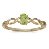 Certified 10k Yellow Gold Oval Peridot Ring 0.19 CTW