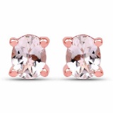 14K Rose Gold Plated 0.50 Carat Genuine Morganite .925 Sterling Silver Earrings