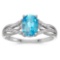 Certified 10k White Gold Oval Blue Topaz And Diamond Ring 1.17 CTW