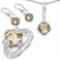 11.40 Carat Genuine Citrine .925 Sterling Silver Ring, Pendant and Earrings Set