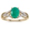 Certified 14k Yellow Gold Oval Emerald And Diamond Ring 0.92 CTW