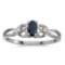 Certified 10k White Gold Oval Sapphire And Diamond Ring 0.27 CTW