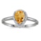 Certified 10k White Gold Pear Citrine And Diamond Ring 0.54 CTW