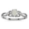 Certified 10k White Gold Oval Opal And Diamond Ring 0.1 CTW