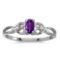 Certified 14k White Gold Oval Amethyst And Diamond Ring 0.2 CTW