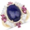 14K Yellow Gold Plated 6.72 Carat Genuine Lapis Rhodolite and White Topaz .925 Sterling Silver Ring