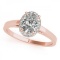 CERTIFIED 14KT ROSE GOLD .95 CT G-H/VS-SI1 DIAMOND HALO ENGAGEMENT RING