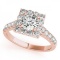 CERTIFIED 14KT ROSE GOLD 1.65 CT G-H/VS-SI1 DIAMOND HALO ENGAGEMENT RING