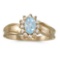 Certified 10k Yellow Gold Oval Aquamarine And Diamond Ring 0.43 CTW