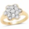 14K Yellow Gold Plated 0.07 Carat Genuine White Diamond .925 Sterling Silver Ring