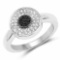 0.20 Carat Genuine Black Diamond and White Diamond .925 Sterling Silver Ring