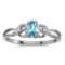 Certified 10k White Gold Oval Blue Topaz And Diamond Ring 0.21 CTW