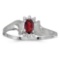 Certified 10k White Gold Oval Garnet And Diamond Satin Finish Ring 0.24 CTW