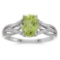 Certified 10k White Gold Oval Peridot And Diamond Ring 1.24 CTW