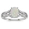 Certified 10k White Gold Oval Opal And Diamond Ring 0.58 CTW