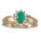 Certified 10k Yellow Gold Oval Emerald And Diamond Ring 0.45 CTW