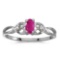 Certified 10k White Gold Oval Ruby And Diamond Ring 0.2 CTW