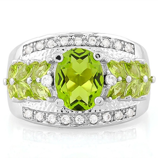 CREATED PERIDOT 925 STERLING SILVER RING