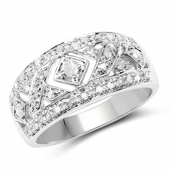 0.27 Carat Genuine White Diamond .925 Sterling Silver Ring