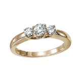Certified 14k Yellow Gold 0.25 Ct Three Stone Trellis Diamond Ring 0.25 CTW