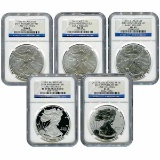 Certified 2011 American Eagle 25th Anniversary 5pc Silver Set MS & PF69 NGC