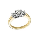 Certified 14k Yellow Gold 1.00 Ct Three Stone Trellis Diamond Ring 1 CTW