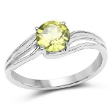 1.10 Carat Genuine Peridot .925 Sterling Silver Ring