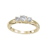 Certified 14k Yellow Gold 0.50 Ct Three Stone Trellis Diamond Ring 0.5 CTW
