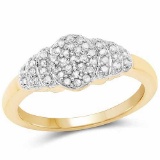 14K Yellow Gold Plated 0.22 Carat Genuine White Diamond .925 Sterling Silver Ring