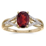 Certified 14k Yellow Gold Oval Garnet And Diamond Ring 1.26 CTW