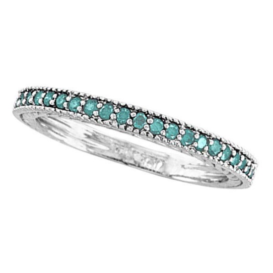 Blue Diamond Stackable Ring 14K White Gold by Allurez (0.312ct)