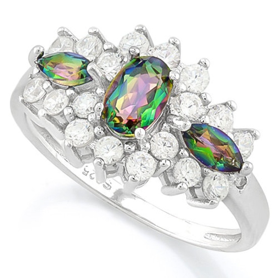 GREEN MYSTIC GEMSTONE 925 STERLING SILVER RING