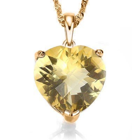 0.5 CARAT 5MM HEART CITRINE 10K SOLID YELLOW GOLD PENDANT