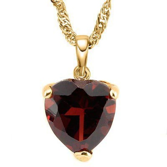 0.5 CARAT TW (1 PCS) GARNET 10K SOLID YELLOW GOLD PENDANT