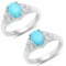 1.92 Carat Genuine Turquoise and White Zircon .925 Sterling Silver Ring