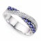 0.46 CT GENUINE TANZANITE & 2 PCS GENUINE DIAMOND PLATINUM OVER 0.925 STERLING SILVER RING