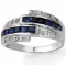 0.84 CT GENUINE SAPPHIRE & 2 PCS WHITE DIAMOND 0.925 STERLING SILVER W/ PLATINUM RING