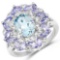 3.82 Carat Genuine Blue Topaz Tanzanite and White Topaz .925 Sterling Silver Ring