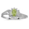 Certified 14k White Gold Oval Peridot And Diamond Satin Finish Ring 0.2 CTW