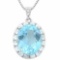 BABY SWISS BLUE TOPAZ & 11 1/5 CARAT (16 PCS) WHITE TOPAZ 925 STERLING SILVER PENDANT