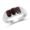 1.84 Carat Genuine Garnet and White Topaz .925 Sterling Silver Ring