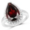 5.77 Carat Genuine Garnet and White Topaz .925 Sterling Silver Ring