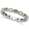 Peridot and Diamond Eternity Anniversary Ring Band 14k White Gold