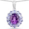 6.18 Carat Genuine Amethyst and Tanzanite .925 Sterling Silver Pendant