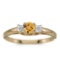 Certified 14k Yellow Gold Round Citrine And Diamond Ring 0.19 CTW