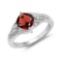 1.67 Carat Genuine Garnet and White Topaz .925 Sterling Silver Ring