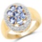 14K Yellow Gold Plated 1.19 Carat Genuine Tanzanite .925 Sterling Silver Ring